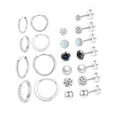 Maxbell 11 Pair Earrings Set Trendy Hoop Earrings for Graduation Engagement Birthday Style B