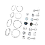 Maxbell 11 Pair Earrings Set Trendy Hoop Earrings for Graduation Engagement Birthday Style B