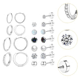 Maxbell 11 Pair Earrings Set Trendy Hoop Earrings for Graduation Engagement Birthday Style B