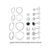 Maxbell 11 Pair Earrings Set Trendy Hoop Earrings for Graduation Engagement Birthday Style B
