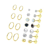 Maxbell 11 Pair Earrings Set Trendy Hoop Earrings for Graduation Engagement Birthday Style B