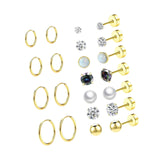Maxbell 11 Pair Earrings Set Trendy Hoop Earrings for Graduation Engagement Birthday Style B