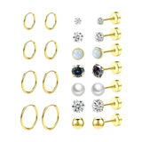 Maxbell 11 Pair Earrings Set Trendy Hoop Earrings for Graduation Engagement Birthday Style B