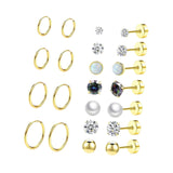 Maxbell 11 Pair Earrings Set Trendy Hoop Earrings for Graduation Engagement Birthday Style B