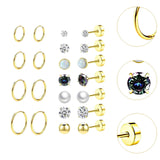 Maxbell 11 Pair Earrings Set Trendy Hoop Earrings for Graduation Engagement Birthday Style B