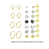 Maxbell 11 Pair Earrings Set Trendy Hoop Earrings for Graduation Engagement Birthday Style B