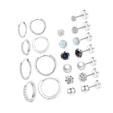 Maxbell 11 Pair Earrings Set Trendy Hoop Earrings for Graduation Engagement Birthday Style C