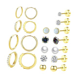 Maxbell 11 Pair Earrings Set Trendy Hoop Earrings for Graduation Engagement Birthday Style D