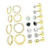 Maxbell 11 Pair Earrings Set Trendy Hoop Earrings for Graduation Engagement Birthday Style D