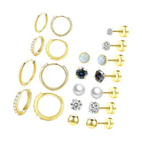 Maxbell 11 Pair Earrings Set Trendy Hoop Earrings for Graduation Engagement Birthday Style D