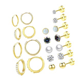 Maxbell 11 Pair Earrings Set Trendy Hoop Earrings for Graduation Engagement Birthday Style D