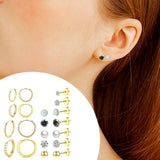 Maxbell 11 Pair Earrings Set Trendy Hoop Earrings for Graduation Engagement Birthday Style D
