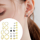 Maxbell 11 Pair Earrings Set Trendy Hoop Earrings for Graduation Engagement Birthday Style D