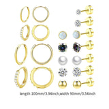Maxbell 11 Pair Earrings Set Trendy Hoop Earrings for Graduation Engagement Birthday Style D