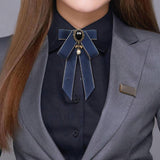 Maxbell Bow Tie for Women Ladies Pre Tied Bowtie for DIY Costume Accessories Working Blue