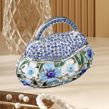 Maxbell Small Trinket Box Ornament Rings Holder for Tabletop Collectible Centerpieces blue