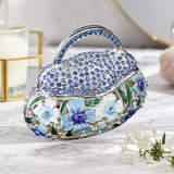 Maxbell Small Trinket Box Ornament Rings Holder for Tabletop Collectible Centerpieces blue