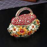 Maxbell Small Trinket Box Ornament Rings Holder for Tabletop Collectible Centerpieces red