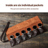Maxbell Watch Roll up Organizer 6 Slots Business Anti Scratch Jewelry Roll Watch Bag coffee