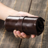 Maxbell Watch Roll up Organizer 6 Slots Business Anti Scratch Jewelry Roll Watch Bag coffee