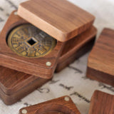 Maxbell Coin Presentation Display Box Wooden Portable Universal Commemorative Holder 4cm inner diameter