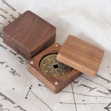 Maxbell Coin Presentation Display Box Wooden Portable Universal Commemorative Holder 4cm inner diameter