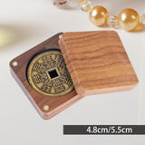 Maxbell Coin Presentation Display Box Wooden Portable Universal Commemorative Holder 4cm inner diameter