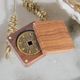 Maxbell Coin Presentation Display Box Wooden Portable Universal Commemorative Holder 4.5cm inner diameter