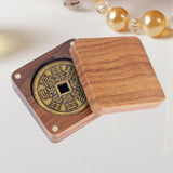 Maxbell Coin Presentation Display Box Wooden Portable Universal Commemorative Holder 4.5cm inner diameter