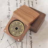 Maxbell Coin Presentation Display Box Wooden Portable Universal Commemorative Holder 4.5cm inner diameter