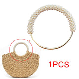 Maxbell Pearl Ring Handle Accessory Pearl Beaded Purse Handle for Purse Making Purse White
