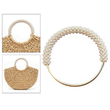 Maxbell Pearl Ring Handle Accessory Pearl Beaded Purse Handle for Purse Making Purse White