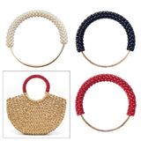 Maxbell Pearl Ring Handle Accessory Pearl Beaded Purse Handle for Purse Making Purse White