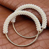 Maxbell Pearl Ring Handle Accessory Pearl Beaded Purse Handle for Purse Making Purse White