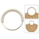Maxbell Pearl Ring Handle Accessory Pearl Beaded Purse Handle for Purse Making Purse White