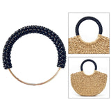 Maxbell Pearl Ring Handle Accessory Pearl Beaded Purse Handle for Purse Making Purse Black