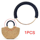 Maxbell Pearl Ring Handle Accessory Pearl Beaded Purse Handle for Purse Making Purse Black