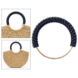 Maxbell Pearl Ring Handle Accessory Pearl Beaded Purse Handle for Purse Making Purse Black