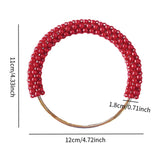Maxbell Pearl Ring Handle Accessory Pearl Beaded Purse Handle for Purse Making Purse Red