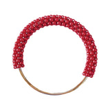 Maxbell Pearl Ring Handle Accessory Pearl Beaded Purse Handle for Purse Making Purse Red