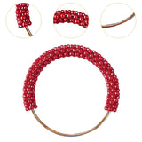 Maxbell Pearl Ring Handle Accessory Pearl Beaded Purse Handle for Purse Making Purse Red