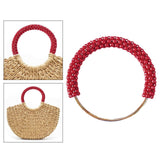 Maxbell Pearl Ring Handle Accessory Pearl Beaded Purse Handle for Purse Making Purse Red