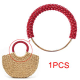 Maxbell Pearl Ring Handle Accessory Pearl Beaded Purse Handle for Purse Making Purse Red