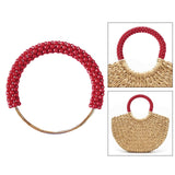 Maxbell Pearl Ring Handle Accessory Pearl Beaded Purse Handle for Purse Making Purse Red