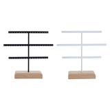 Maxbell Earrings Organizer Stable Wooden Base Jewelry Storage Rack Hanging Organizer Black