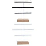 Maxbell Earrings Organizer Stable Wooden Base Jewelry Storage Rack Hanging Organizer Black