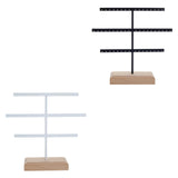 Maxbell Earrings Organizer Stable Wooden Base Jewelry Storage Rack Hanging Organizer Black