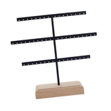 Maxbell Earrings Organizer Stable Wooden Base Jewelry Storage Rack Hanging Organizer Black