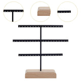 Maxbell Earrings Organizer Stable Wooden Base Jewelry Storage Rack Hanging Organizer Black