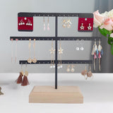 Maxbell Earrings Organizer Stable Wooden Base Jewelry Storage Rack Hanging Organizer Black